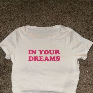 Garage White Tee with Pink Accents